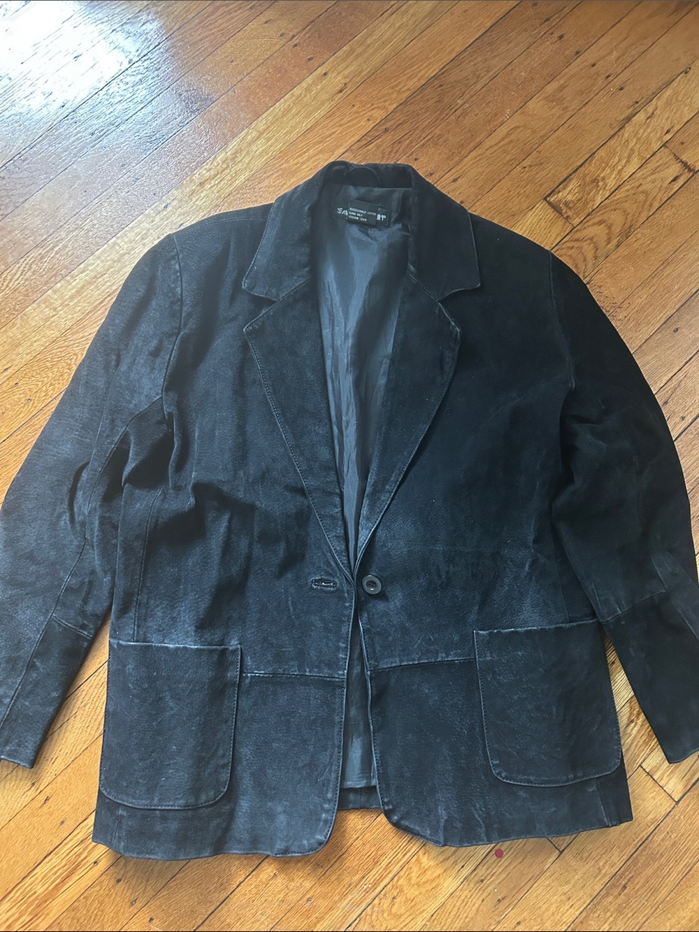 Black Suede Vintage Leather Jacket Size 6P